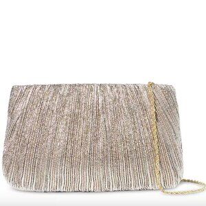 Loeffler Randall Brit Flat Pleated Pouch Clutch (Champagne/Gold)